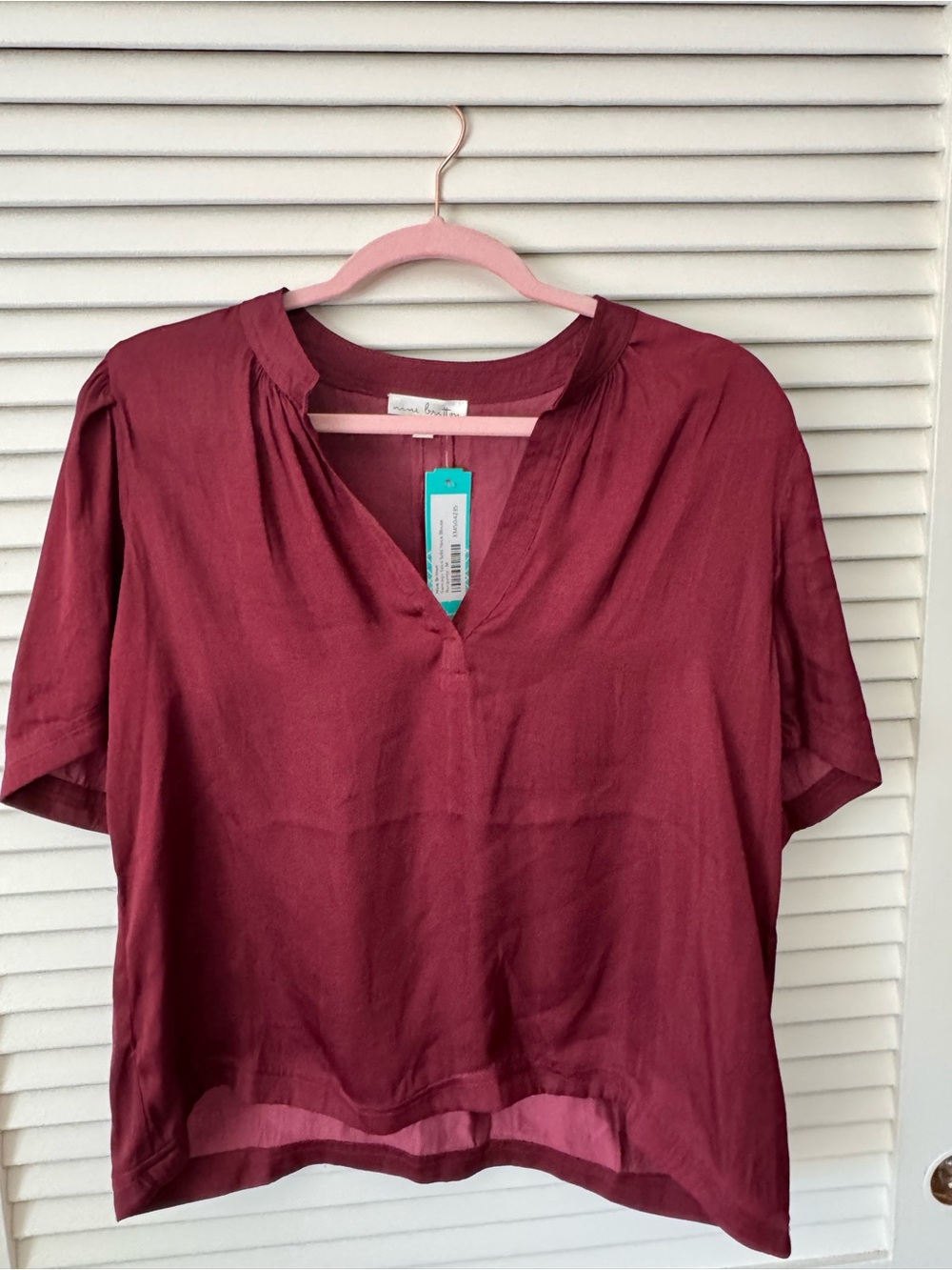 Ruby Red Short-Sleeve V-Neck Women's Top